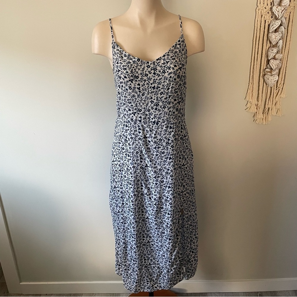 Harlow Cottagecore Floral Tank Dress Midi Spring Summer Blue White XL